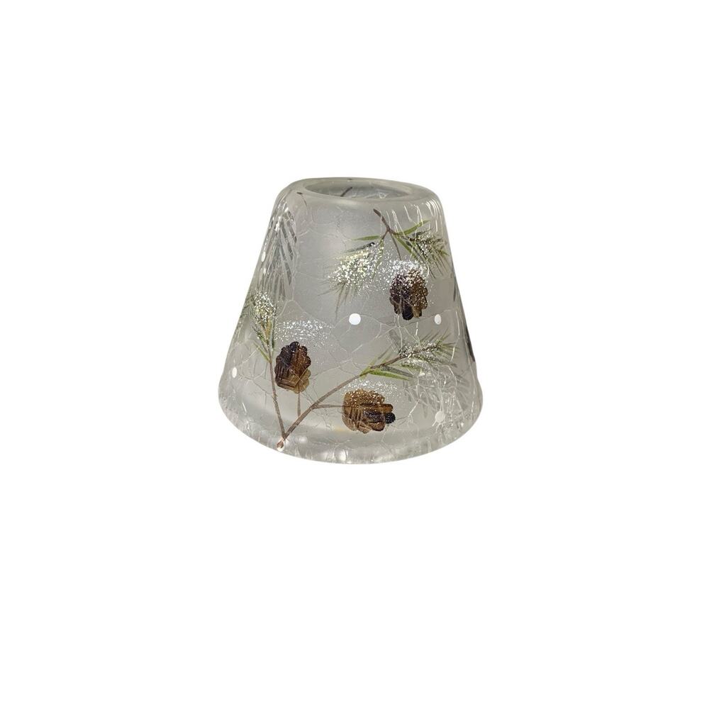 Yankee Candle Small Jar Shade Pinecones Frosted Crackle Glass Winter‎ Christmas